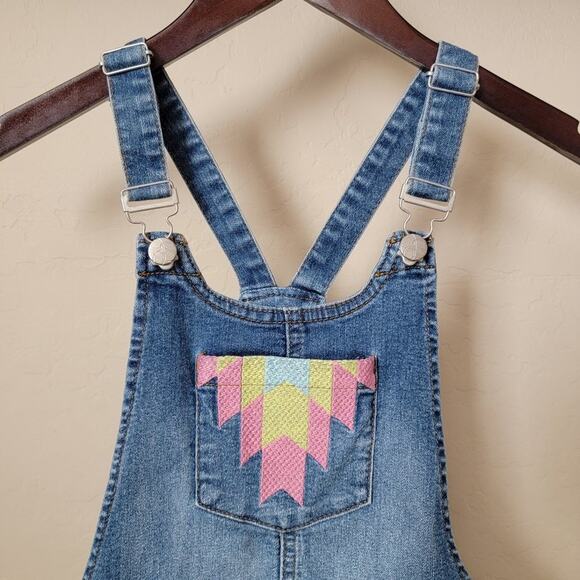 Jessica Simpson Embroidered Denim Short Overalls - Picture 3 of 14